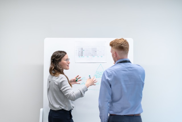 Discussion at a whiteboard